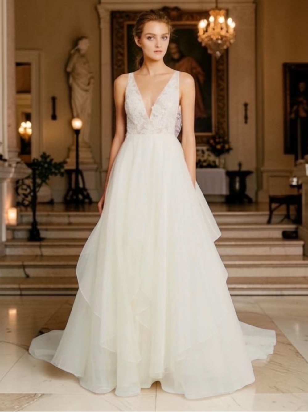 JENNY YOO COLLECTION CHLOE SILK TULLE WEDDING GOWN SIZE 10